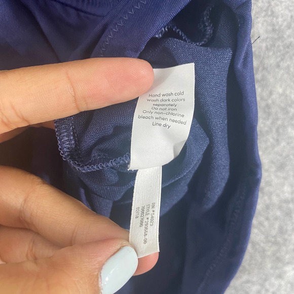 Athleta Tankini Top Small Navy Blue Mod Block Cutout Swim Tank - Picture 8 of 11